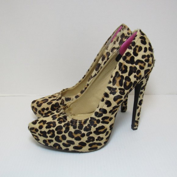 Kelsi Dagger Shoes - Kelsi Dagger Calf Hair Leopard Print Platform Stiletto Heels